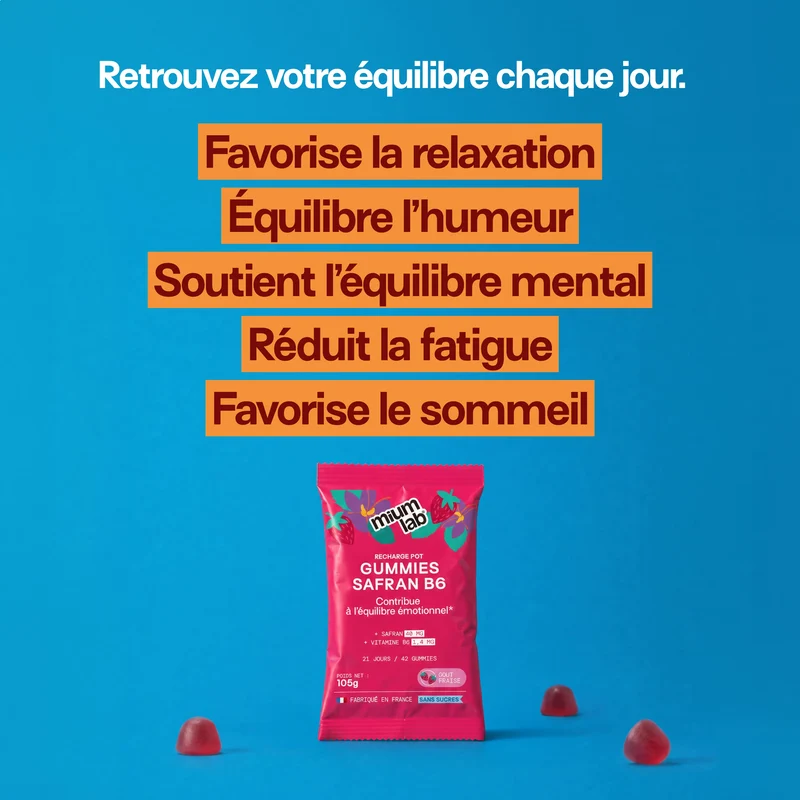 Éco-recharge SAFRAN B6 FRAISE | Calme et concentration | 42 jours 🧒