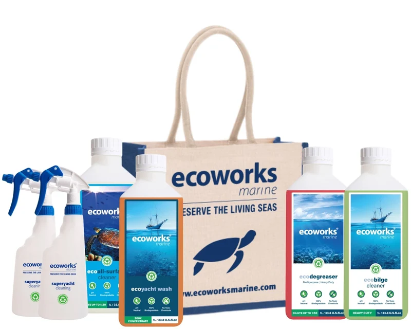 Kit de démarrage Ecoworks Marine pour yachts et bateaux 1 et sac de transport