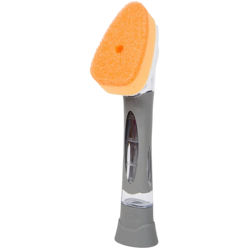 CleanRite Éponge de Nettoyage avec Distributeur – Éponge à Vaisselle Rechargeable avec Manche – Grise