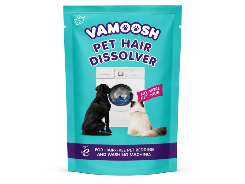 Vamoosh Dissolvant de poils d'animaux – Dissolvant de poils d'animaux pour machine à laver – Élimine les poils de chien et de chat des coussins, couvertures et serviettes pour animaux de compagnie