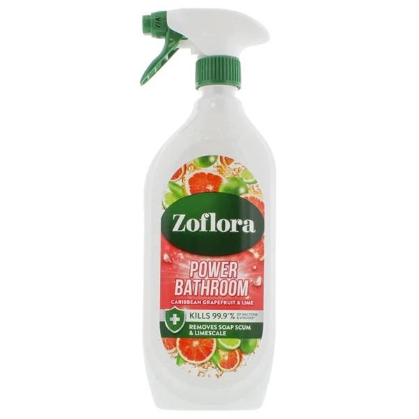 Zoflora Nettoyant Salle de Bain Pamplemousse & Citron Vert des Caraïbes 800 ml – Spray Frais aux Agrumes pour Calcaire, Résidus de Savon, Douche et Carrelage