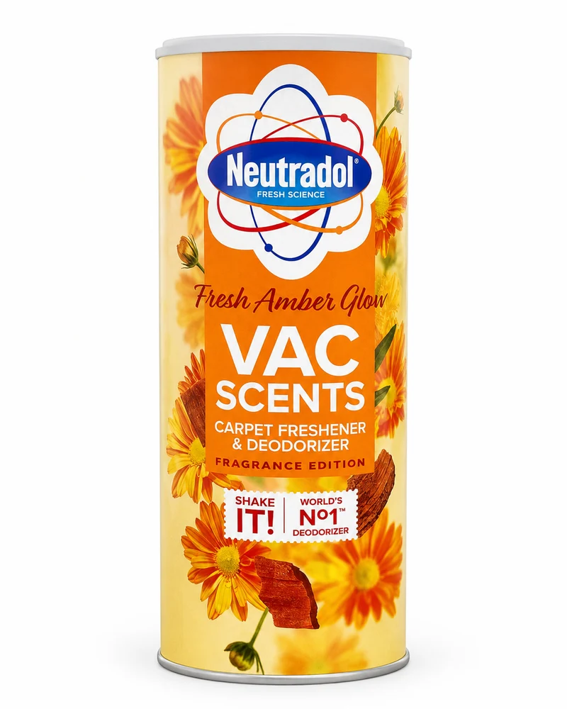 Neutradol Fresh Amber Glow Vac Scents – Désodorisant et désodorisant pour tapis – Carpet Freshener & Deodorizer avec parfum Ambre Chaleureux