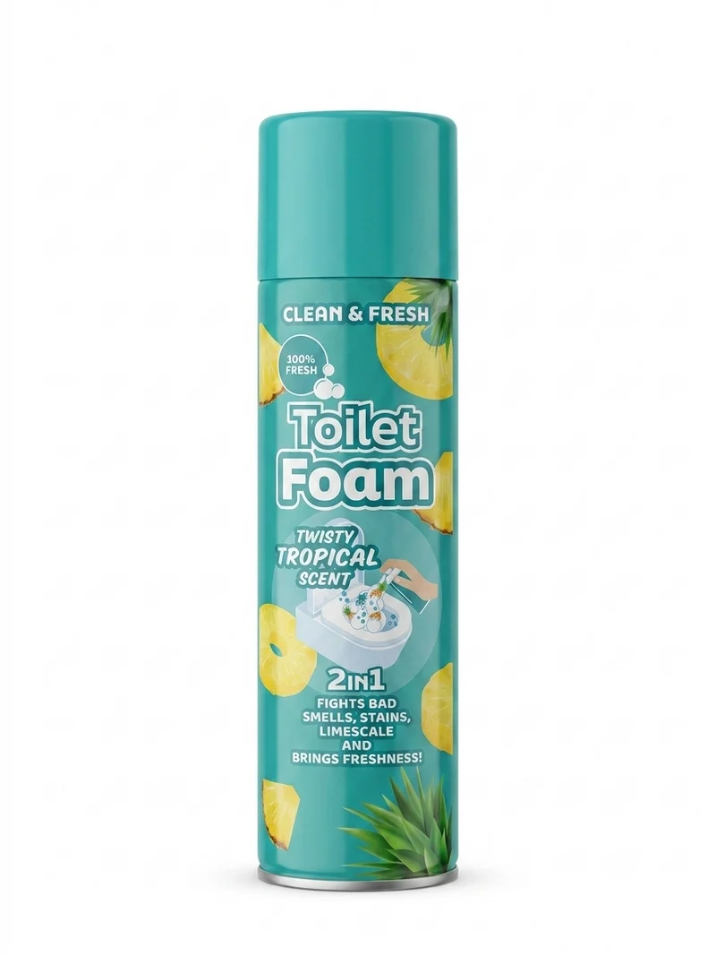 Clean & Fresh Mousse WC Twisty Tropical – Nettoyant WC Spray – 2-en-1 contre les Odeurs, les Taches & le Calcaire
