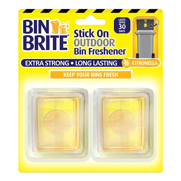 Désodorisant adhésif pour poubelles Bin Brite Stick On - Éliminateur d'odeurs de poubelles - Citronnelle 2 Pièces
