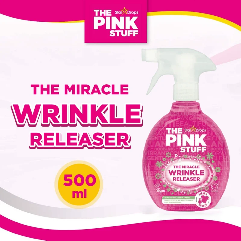 The Pink Stuff Spray Défroisseur 500ml – Spray Anti-Plis – Spray Repassage – Rafraîchisseur de Vêtements