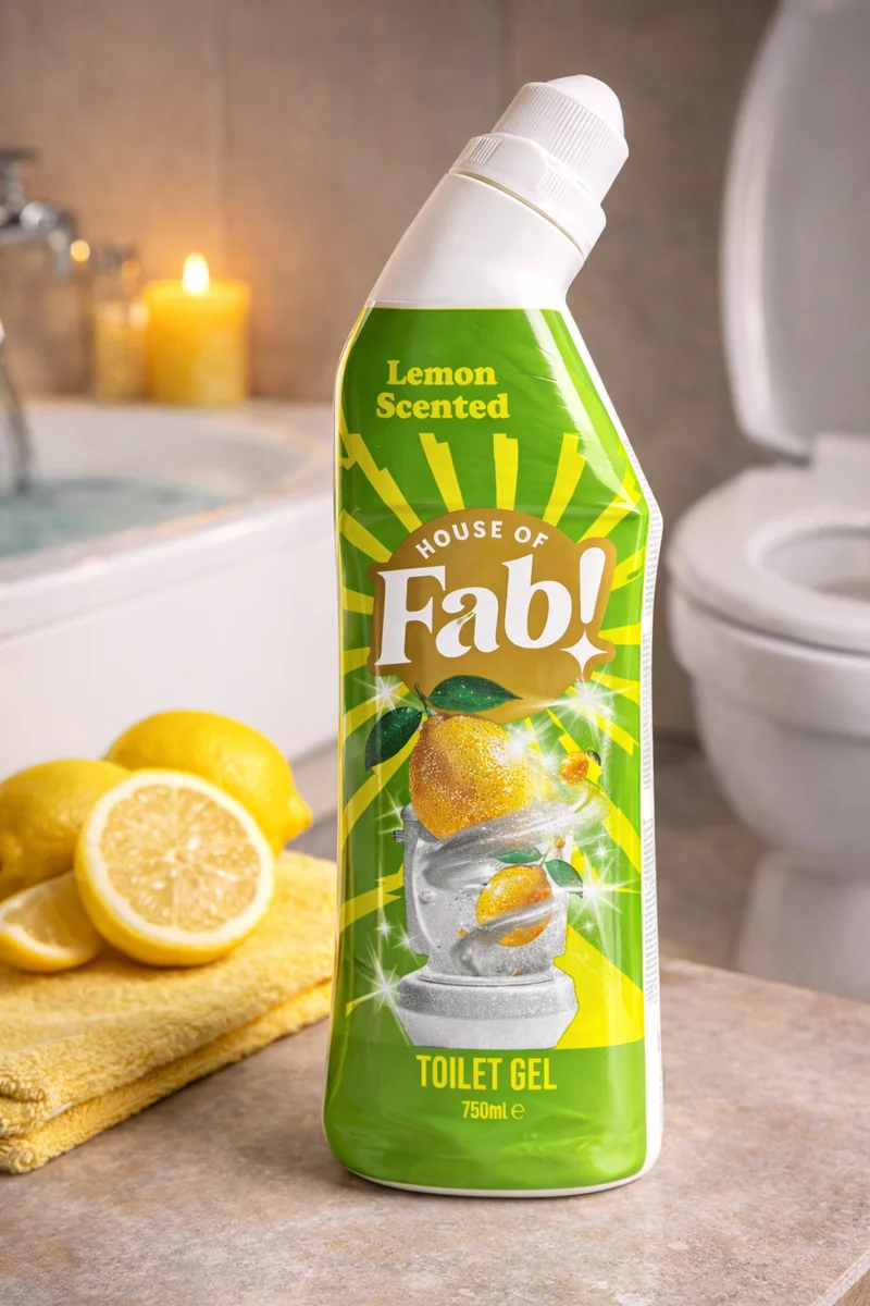 House of Fab Gel WC Citron 750ml – Nettoyant WC Citron – Nettoyant puissant contre le calcaire, les dépôts et la saleté – Gel WC parfum frais citron