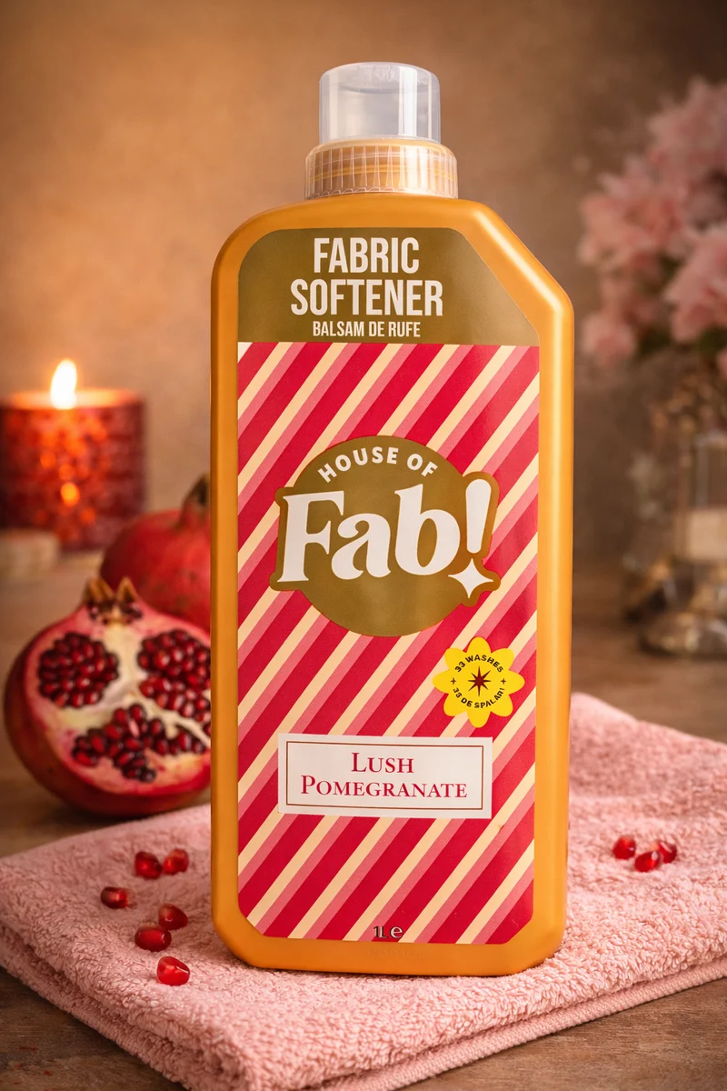 House of Fab Adoucissant Lush Pomegranate – Adoucissant textile 1L – 33 Lavages – Assouplissant parfumant pour linge