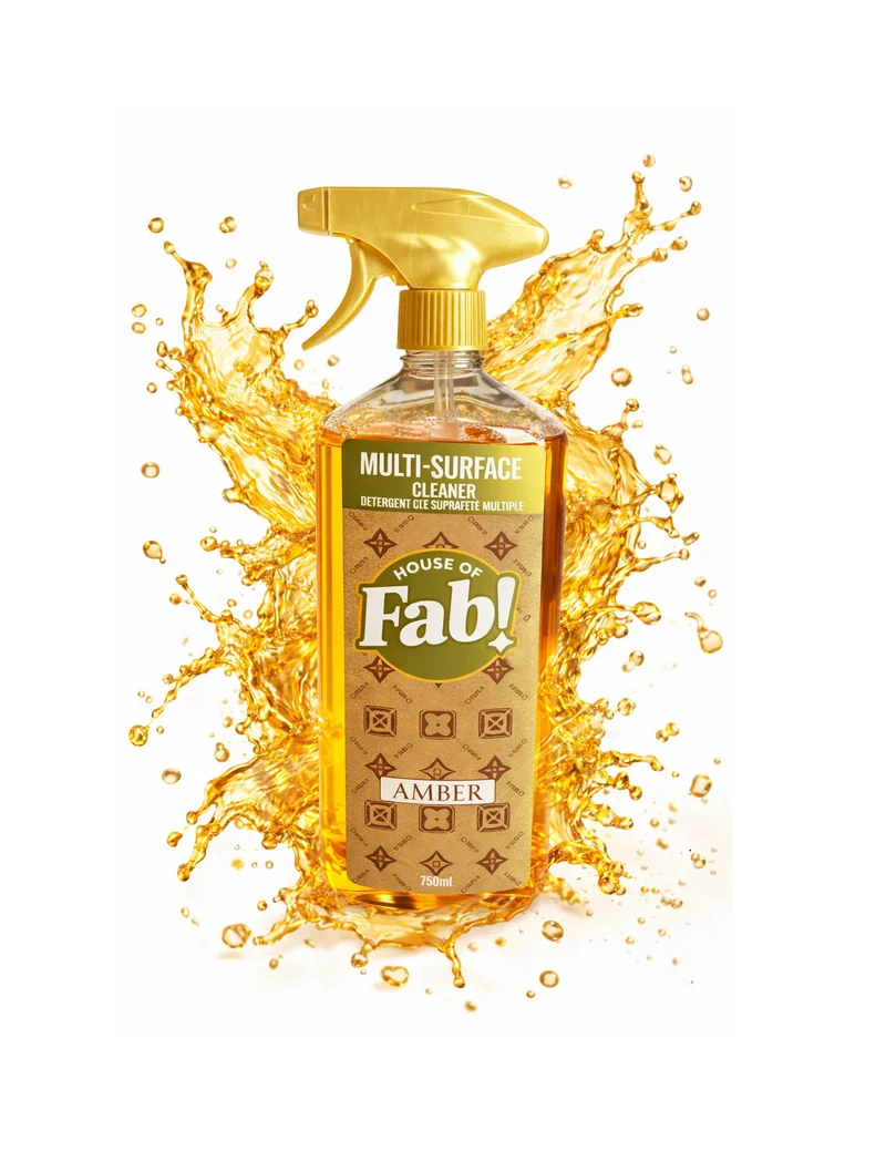 Nettoyant multi-surfaces House of Fab Ambre 750 ml – Spray nettoyant tout usage de luxe au parfum chaud et longue durée pour la cuisine, la salle de bain et l'intérieur