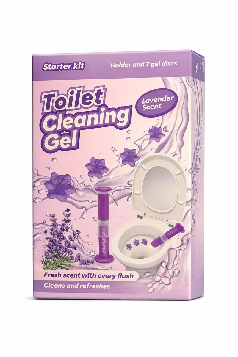 Kit de démarrage gel nettoyant WC – Parfum lavande – Support + 7 disques de gel – Gel nettoyant et désodorisant WC