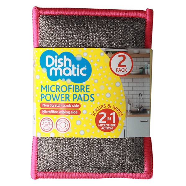 Tampons de nettoyage en microfibre Dishmatic – Tampons 2 en 1 pour frotter et essuyer, anti-rayures et lavables