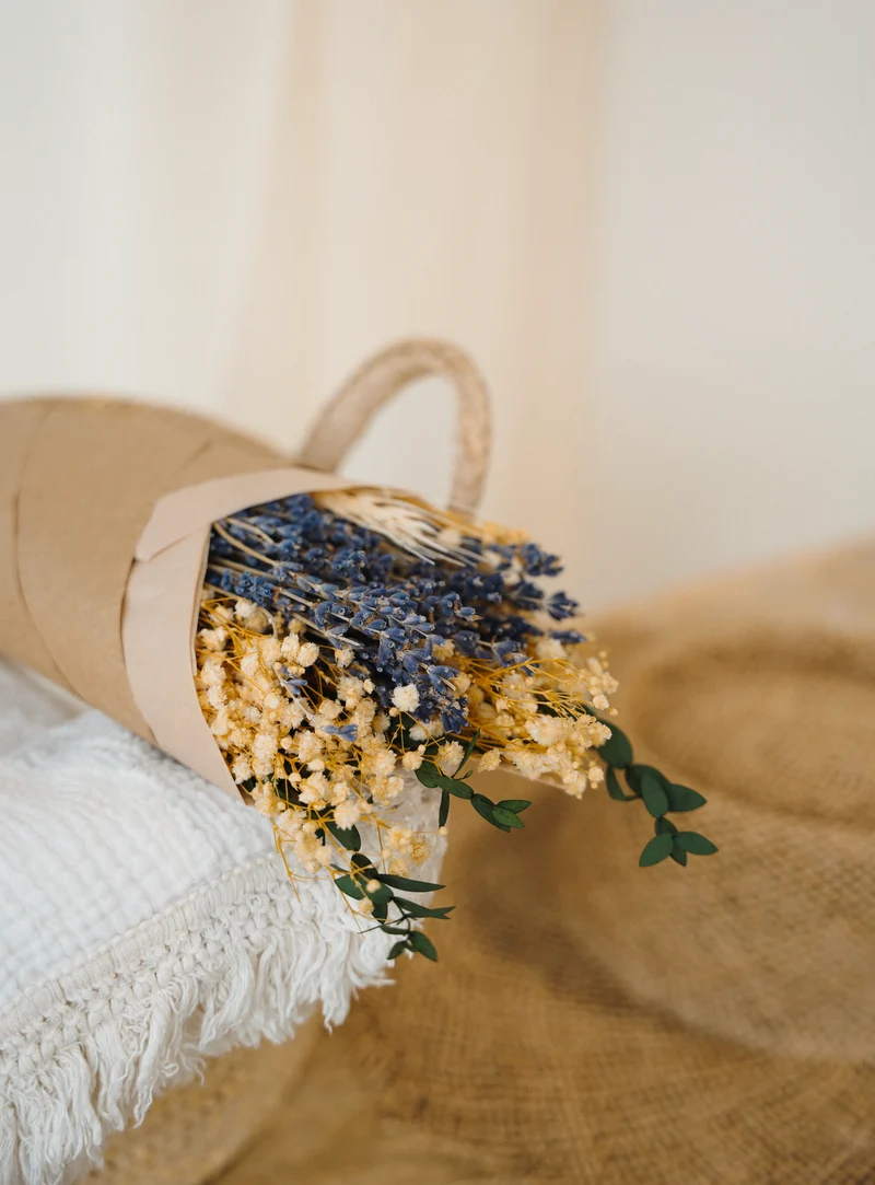 Bouquet de fleurs séchées - Crème