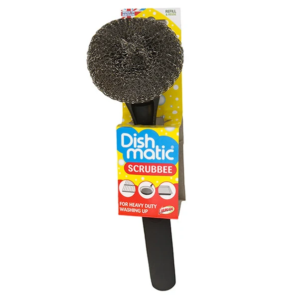 Brosse à vaisselle Dishmatic Scrubbee avec éponge en acier – Pour les saletés tenaces