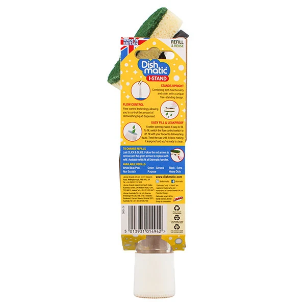 Brosse à vaisselle Dishmatic avec éponge et support rechargeable I-Stand