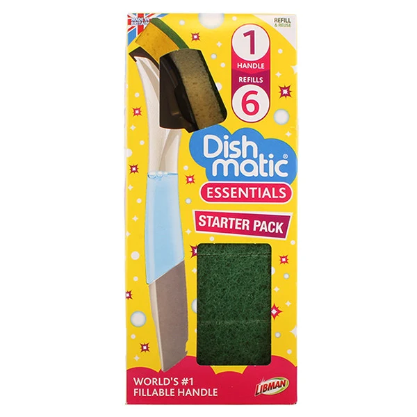 Kit de démarrage rechargeable pour brosse à vaisselle Dishmatic (1 brosse - 6 recharges)