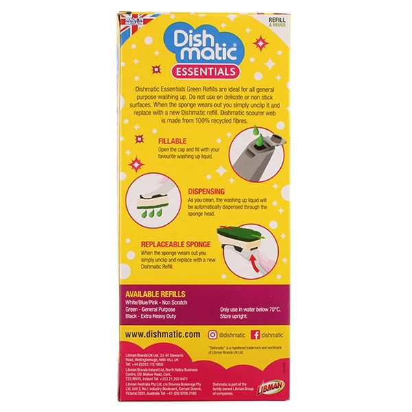 Kit de démarrage rechargeable pour brosse à vaisselle Dishmatic (1 brosse - 6 recharges)