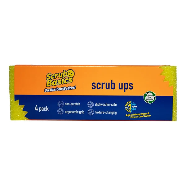 Éponges Scrub Daddy Scrub Basics Scrub Ups – 4 pièces – Éponges de nettoyage double face