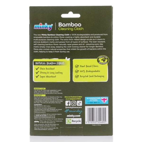 Minky chiffon de nettoyage en bambou bleu clair biodégradable