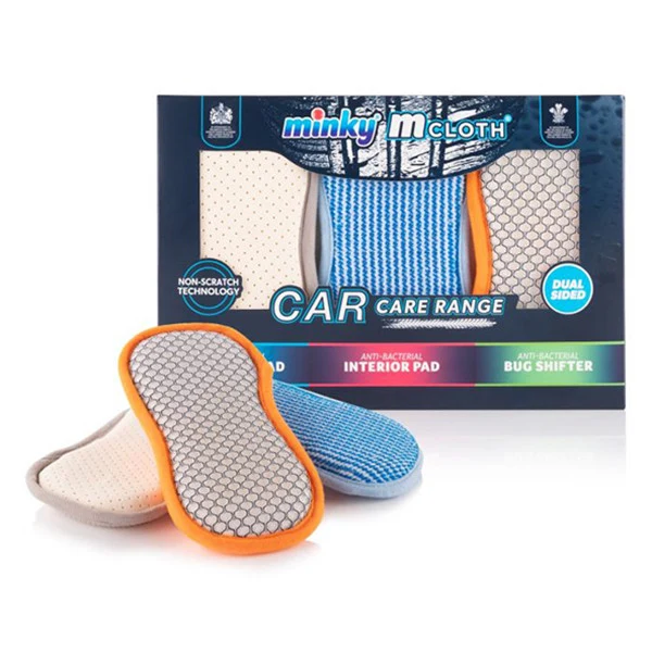 Minky M Chiffon Tampon de Nettoyage Coffret Cadeau Auto – 3-Pack (Anti-Condensation, Intérieur & Anti-Insectes)