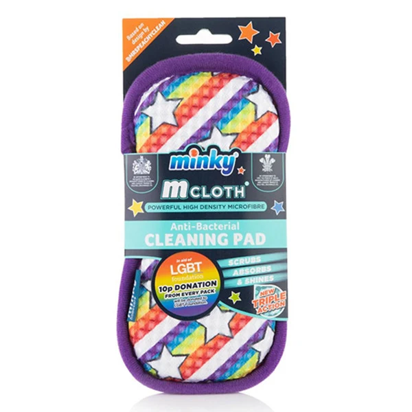 Minky M Chiffon Tampon de nettoyage – Superstar (Arc-en-ciel & Étoiles)