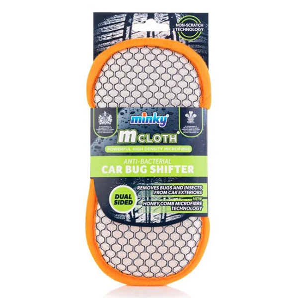 Minky M Chiffon Tampon de Nettoyage – Enlève-insectes pour voiture (Bord orange)