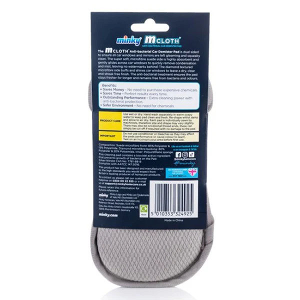 Minky M Chiffon Tampon de Nettoyage – Auto Anti-Condensation (Bord Gris)