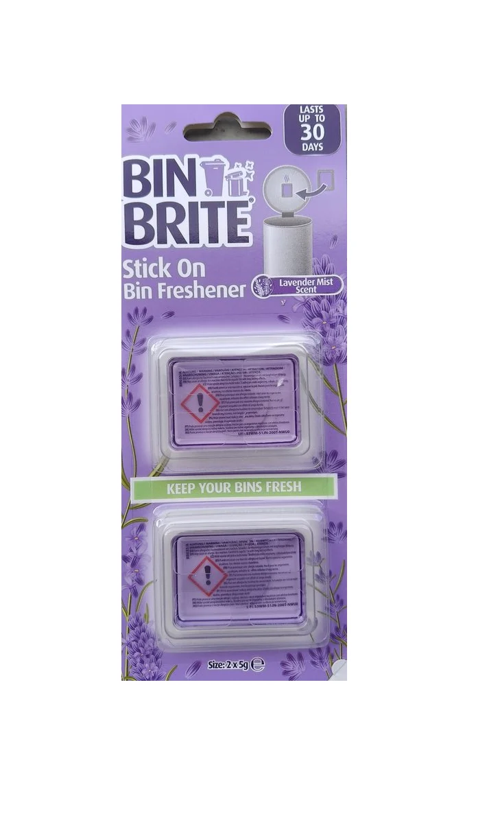 Bin Brite Stick-On Désodorisant pour Poubelle – Parfum Lavande | Gardez votre poubelle fraîche jusqu'à 30 jours | Désodorisant pour poubelles