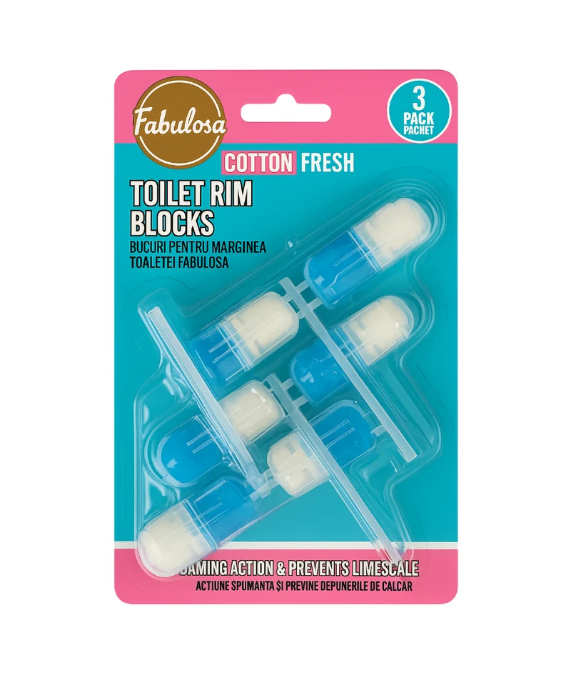 Fabulosa Blocs WC – 3 pièces - Cotton Fresh - Parfum Frais & Protection contre le Tartre