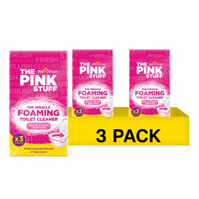 The Pink Stuff | La poudre miracle moussante pour toilettes | Poudre nettoyante pour toilettes | 9 x 100 grammes