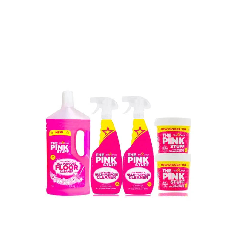 The Pink Stuff - Ensemble salon incluant nettoyant pour sol, nettoyant tout usage, pâte miracle