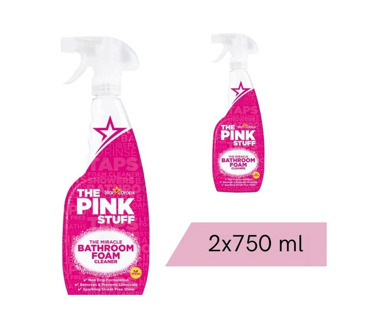 Stardrops The Pink Stuff - Mousse pour salle de bain - Produit de nettoyage de salle de bain - Lot de 2