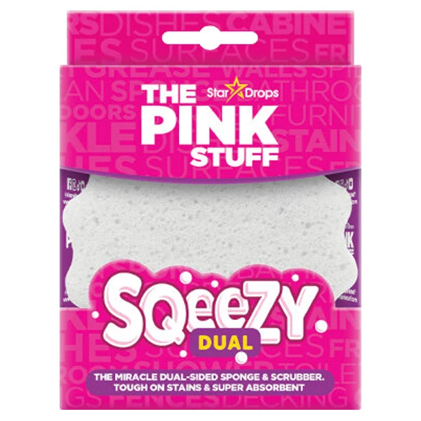 The Pink Stuff Sqeezy - Éponge à récurer double face blanche