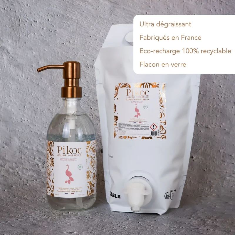 Liquide Vaisselle et son Éco-recharge - Rose Musc
