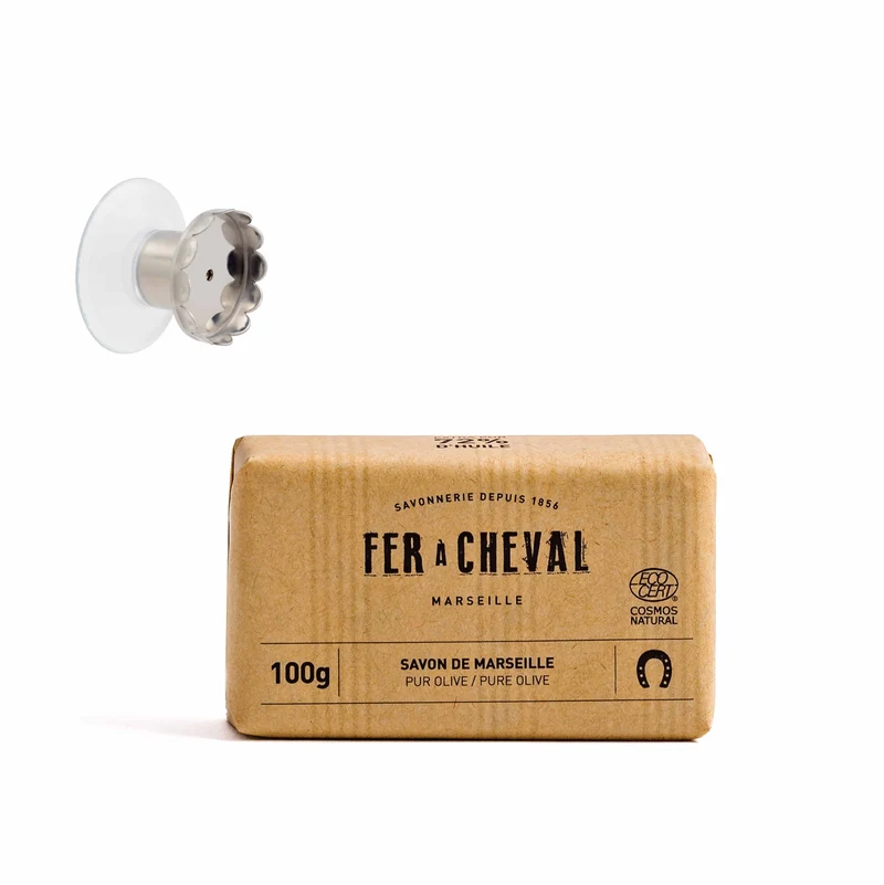 Kit Savon de Marseille Savonnette Pur Olive 100g et Porte-Savon Aimanté