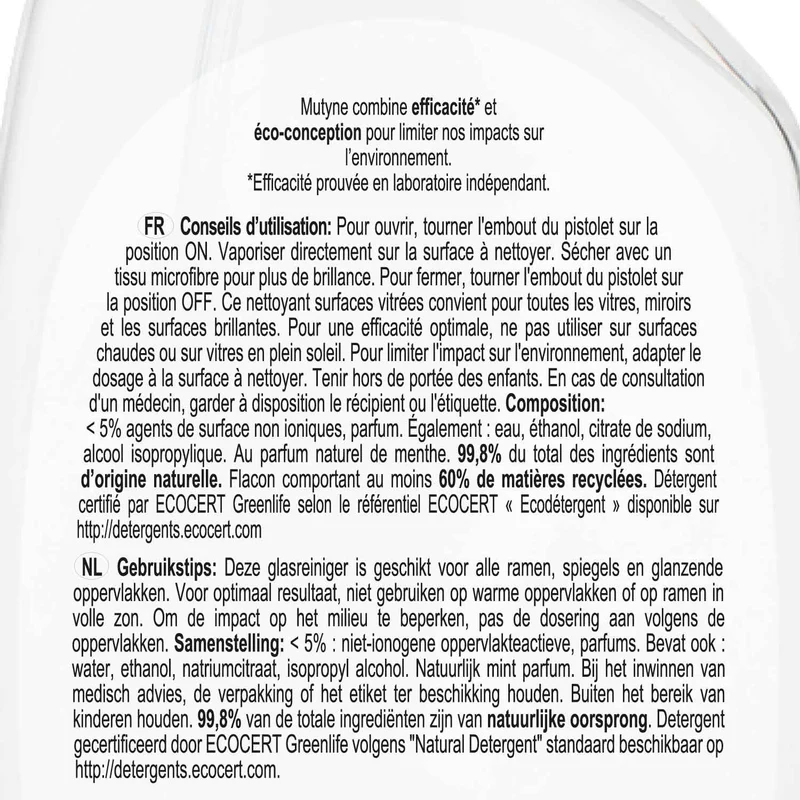 Éco-recharge Spray surfaces vitrées Menthe 10L
