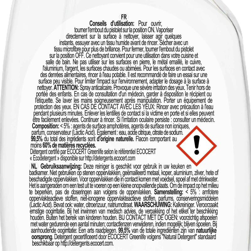 Éco-recharge Spray anticalcaire Cuisine & Bains 10L