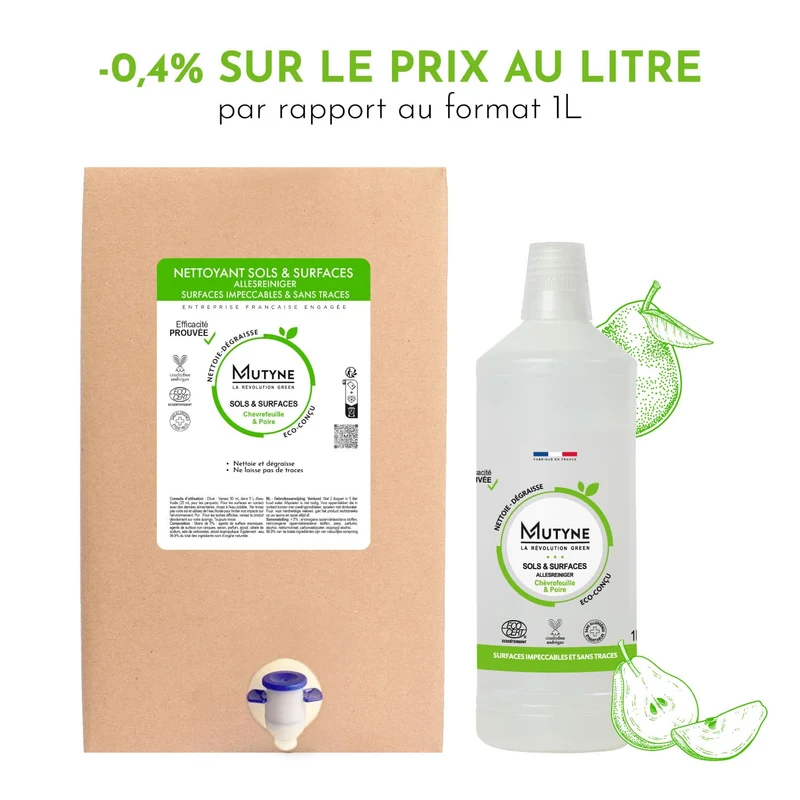 Éco-recharge Nettoyant Multisurfaces Poire & Chèvrefeuille 10L