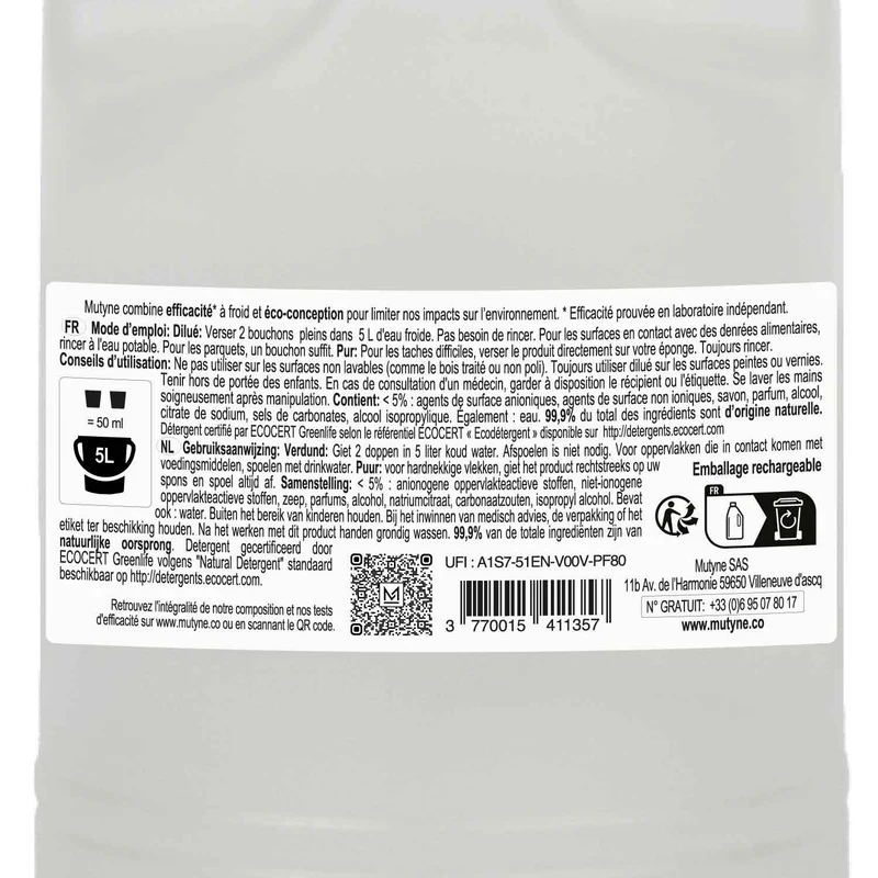 Éco-recharge Nettoyant Multisurfaces Poire & Chèvrefeuille 10L