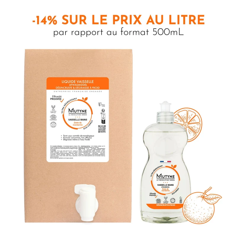 Éco-recharge Liquide vaisselle Zeste de mandarine 10L