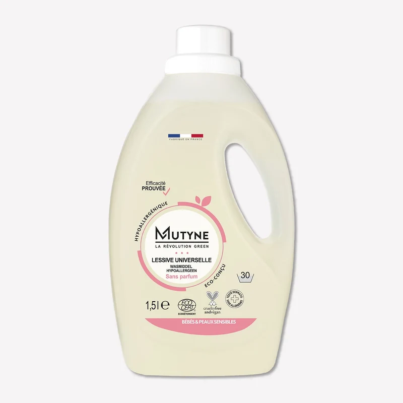Lessive Liquide Hypoallergénique Sans Parfum 30 lavages 1,5 L