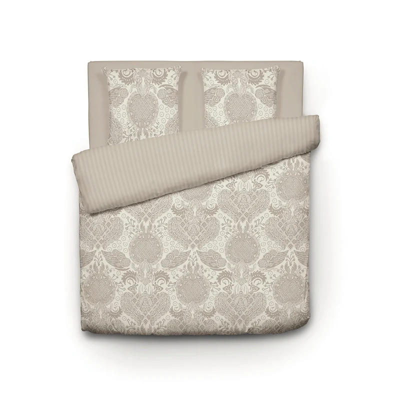 Housse de couette + taie(s) d'oreiller satin de coton - Arles taupe