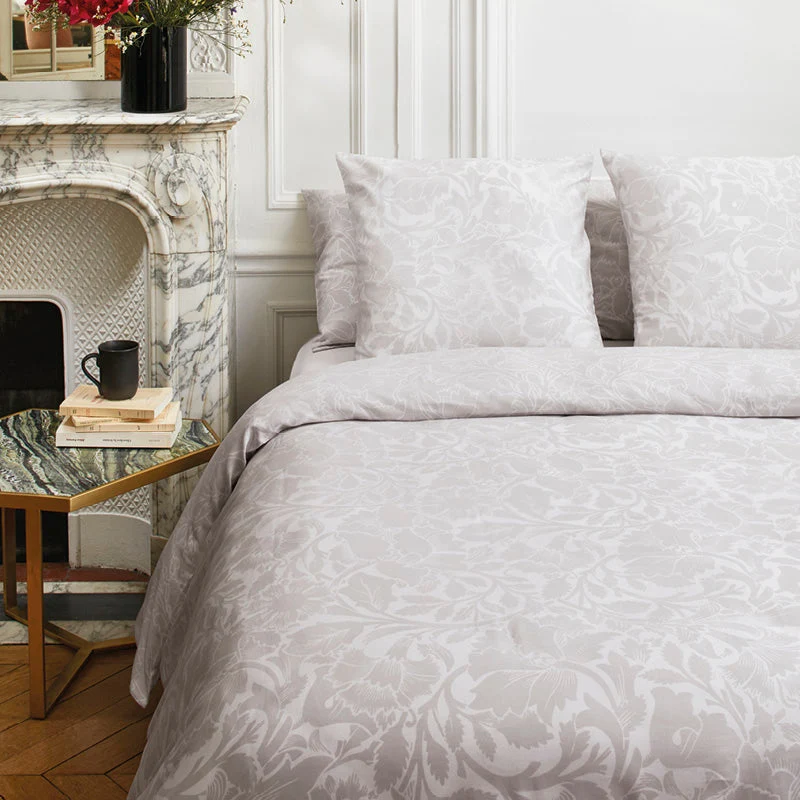 Housse de couette + taie(s) d'oreiller satin de coton - Arabesque Taupe