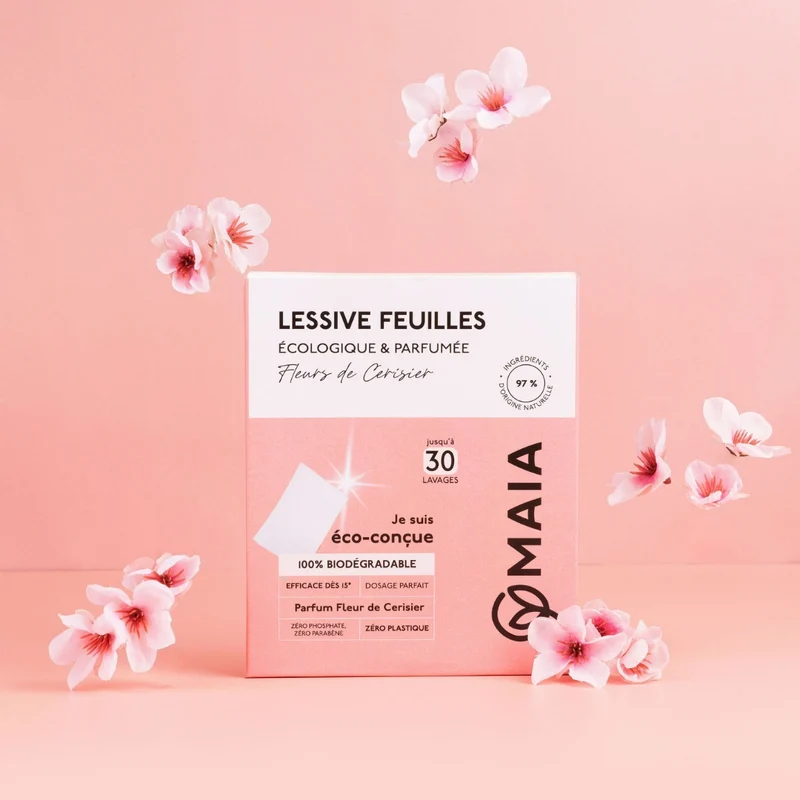 Lessive Feuilles Écologique Fleurs de Cerisier - 60 lavages