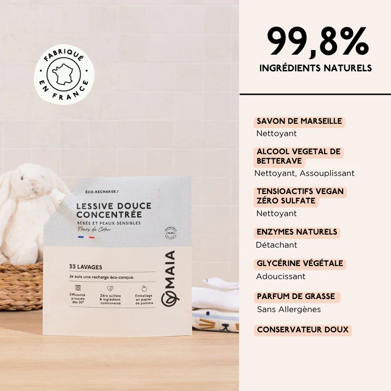 Trio Lessives Bébés & Peaux Sensibles Fleurs de coton - 99 lavages