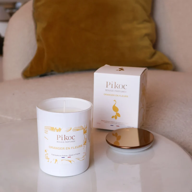 Bougie Oranger en Fleurs