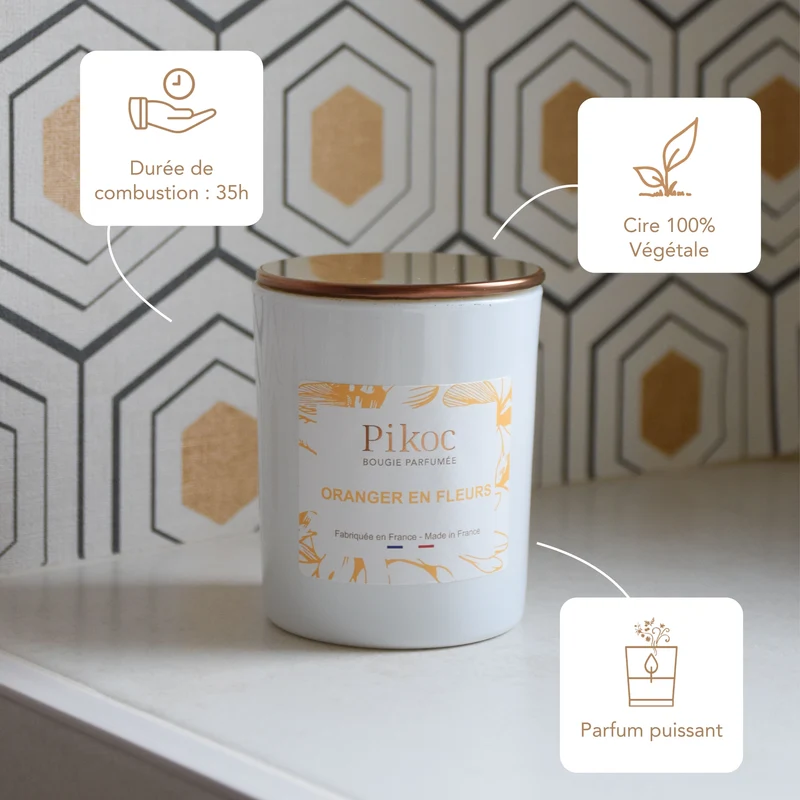 Bougie Oranger en Fleurs