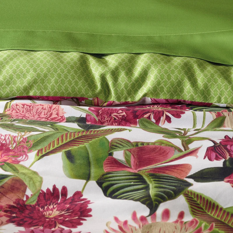 Drap plat satin de coton - Garden Micro vert