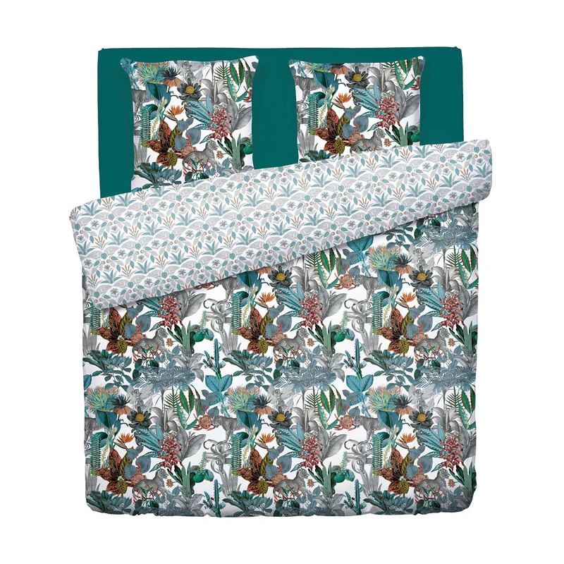 Housse de couette + taie(s) d'oreiller satin de coton -Zanzibar blanc