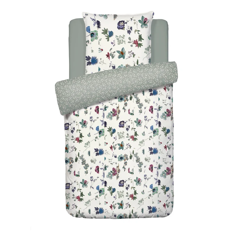 Housse de couette + taie(s) d'oreiller satin de coton - Semis Jaune