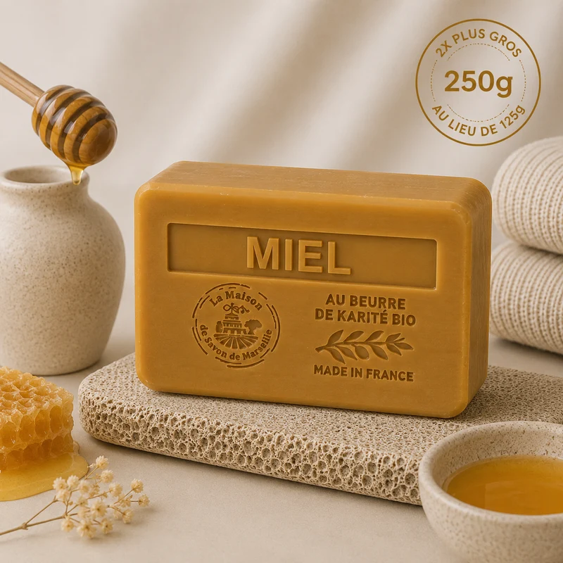 Savon solide parfumé au miel – Au beurre de karité bio 250g