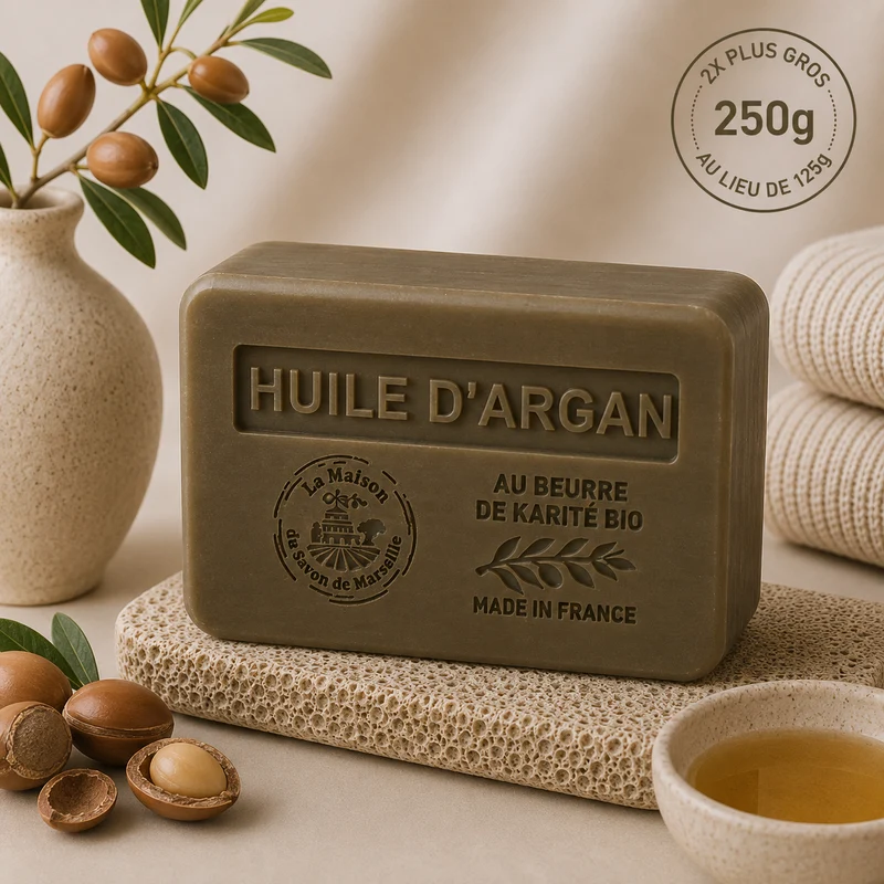 Savon solide parfumé à l'huile d'Argan – Au beurre de karité bio 250g